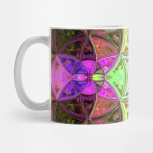 Mosaic Kaleidoscope Flower Purple, Pink, and Green Mug